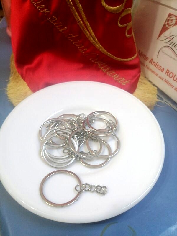 anneaux porte clef avec chaine argent