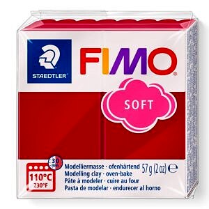 PATE POLYMERE FIMO SOFT ROUGE CERISE 57 gr REF 8020-26