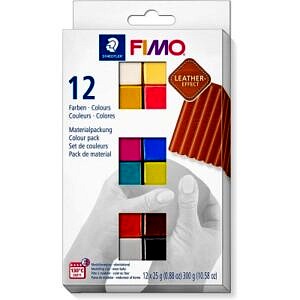 Paquet Pâte Fimo effet cuir - 12 x 25 g