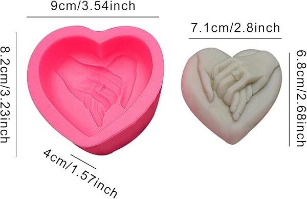 Moule silicone cœur mariage  71 x 68 mm – Image 2