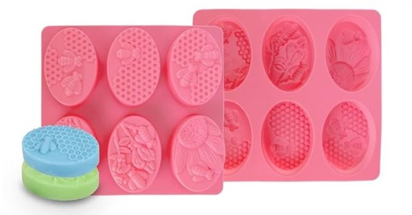 Moule silicone pour Savon abeille 6 empreintes ovales – Image 2